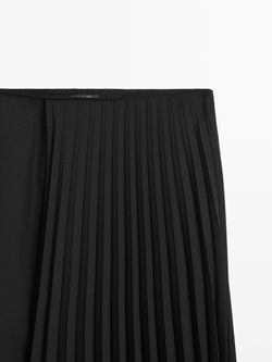 Massimo Dutti Юбка асимметричного кроя в складку, черный