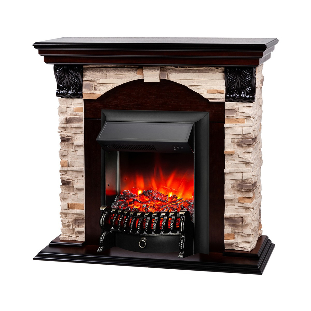 Электрокамин RealFlame Dublin Rock AO античный дуб с очагом Fobos Lux Black