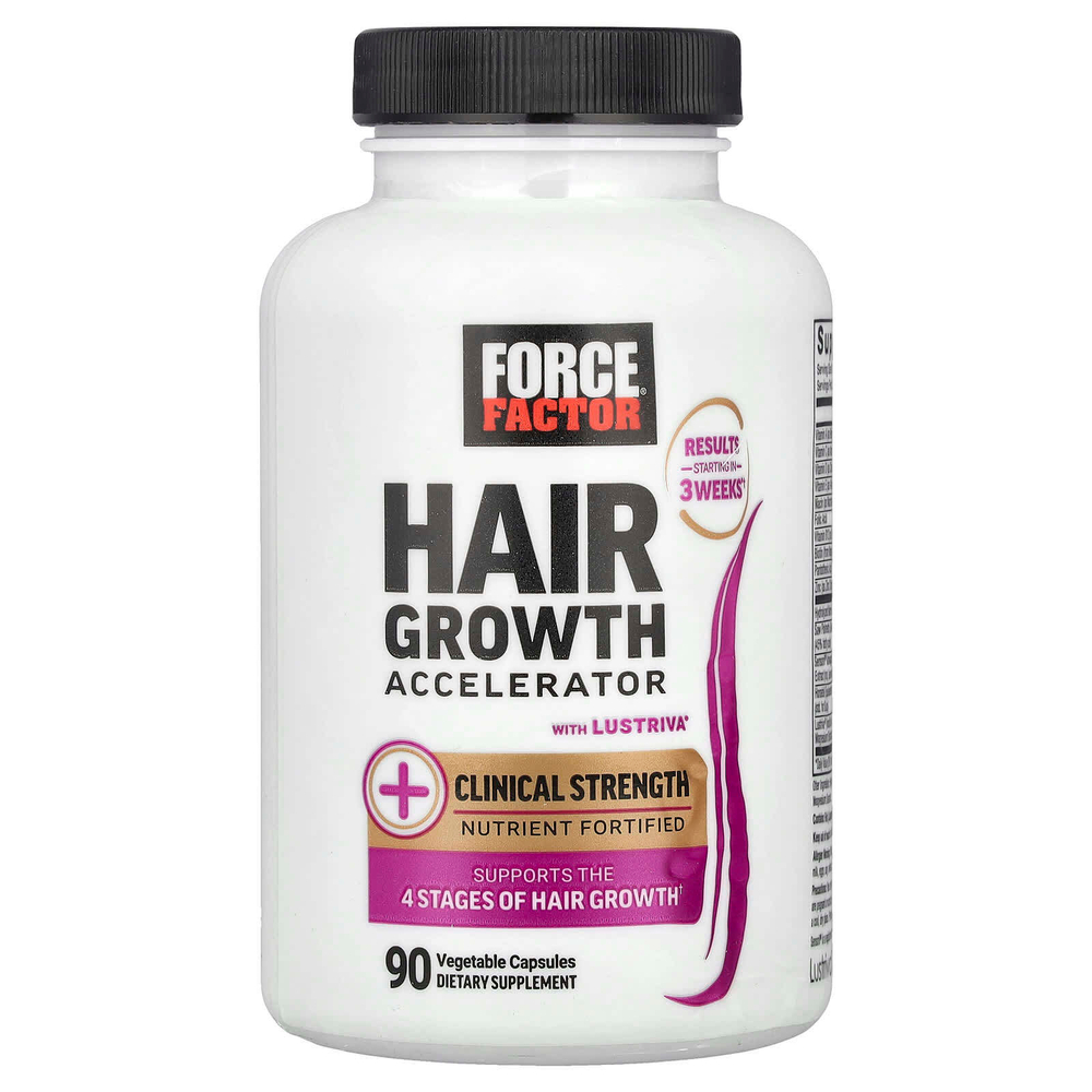 Force Factor, Ускоритель роста волос, 90 растительных капсул