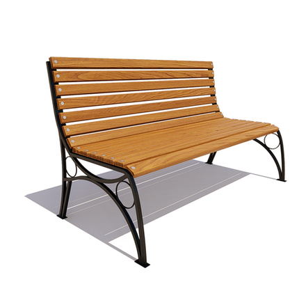 Скамейка стальная "Тверь" лиственница 1,2м, без подлокотников, дуб