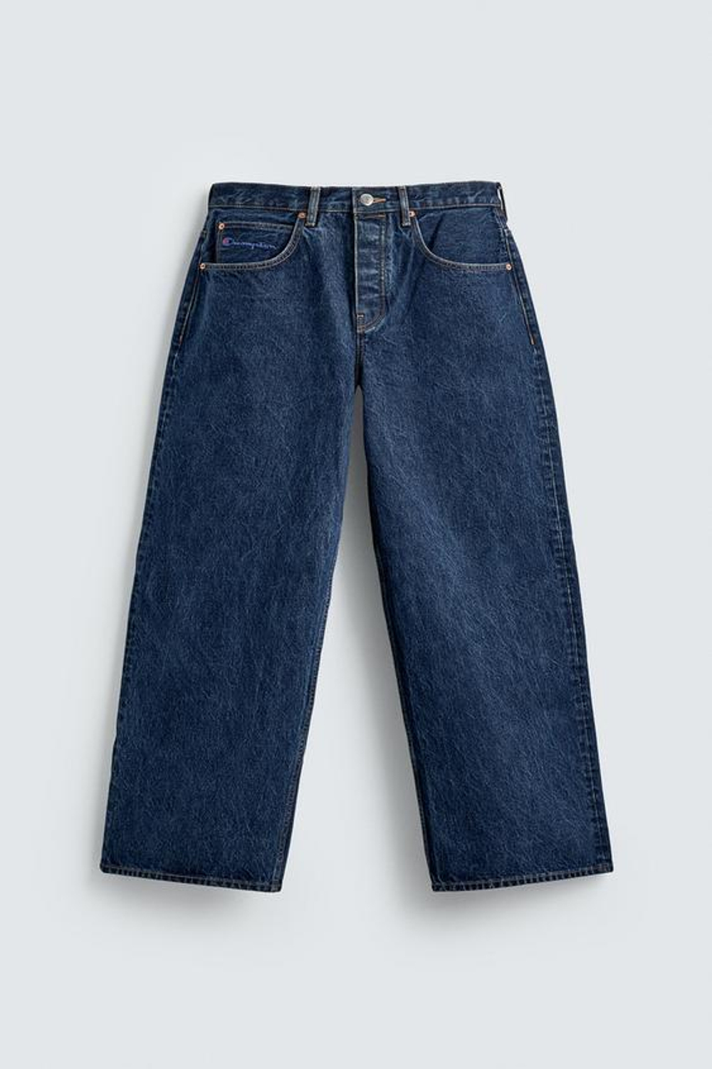 ZARA X CHAMPION ® ДЖИНСЫ BAGGY FIT, СИНИЙ