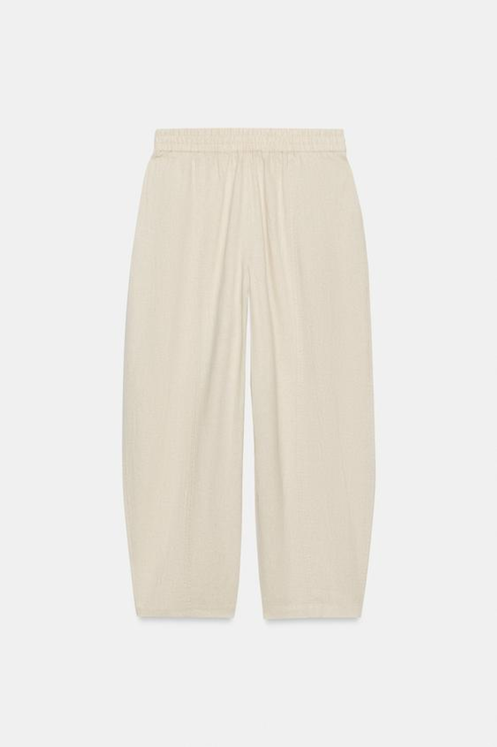 ZARA БРЮКИ BARREL ИЗ ЛЬНА, СВЕТЛО-БЕЖЕВЫЙ
