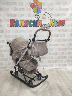 Санки-коляски Ника Joy every day 1 бежевый с мишками