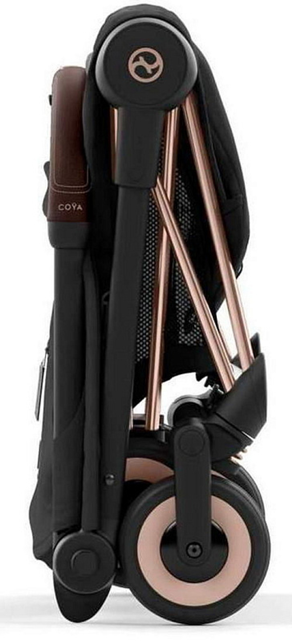 Коляска Cybex Coya Rosegold Frame Cloud G i-Size Lava Grey 2 в 1 Sepia Black с дождевиком и бампером