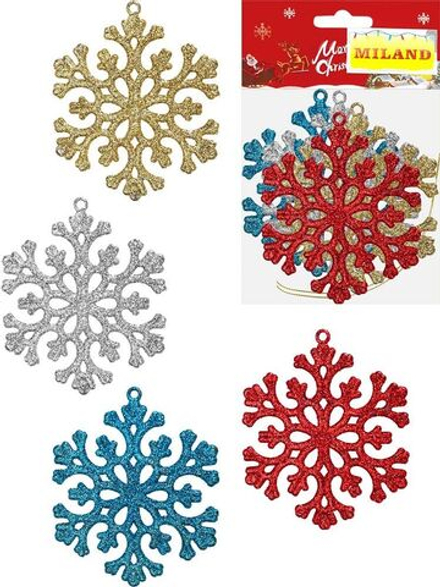 Набор подвесных украшений 4шт, 8см "Красивые снежинки"