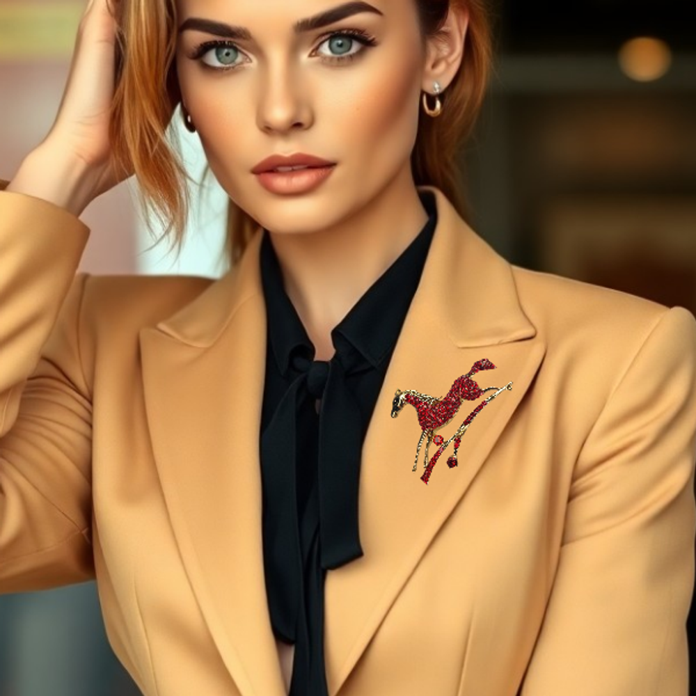 Брошка "Красная огненная лошадь". Женская брошь,украшение.Подарок на новый год. Символ года