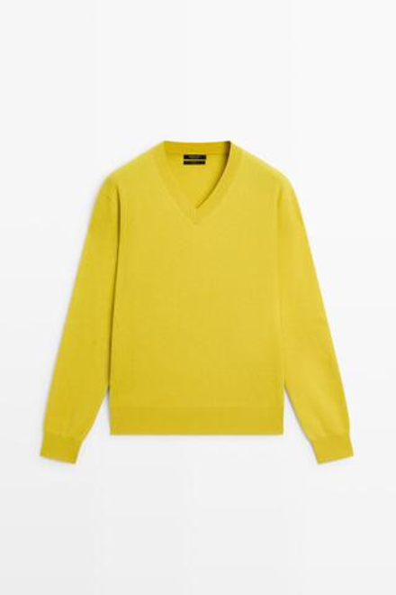 Massimo Dutti Свитер из 100% кашемира, лаймовый