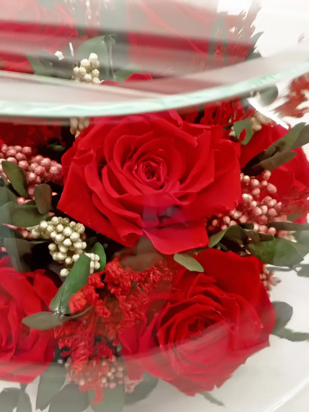 натуральные розы в стекле, вакуум*