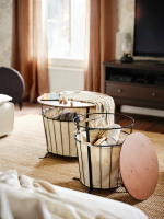 Столик с отделениями для хранения - IKEA ИКЕА ÄNGESBYN, 43х43х48 см, черный/сосна светло-коричневая морилка