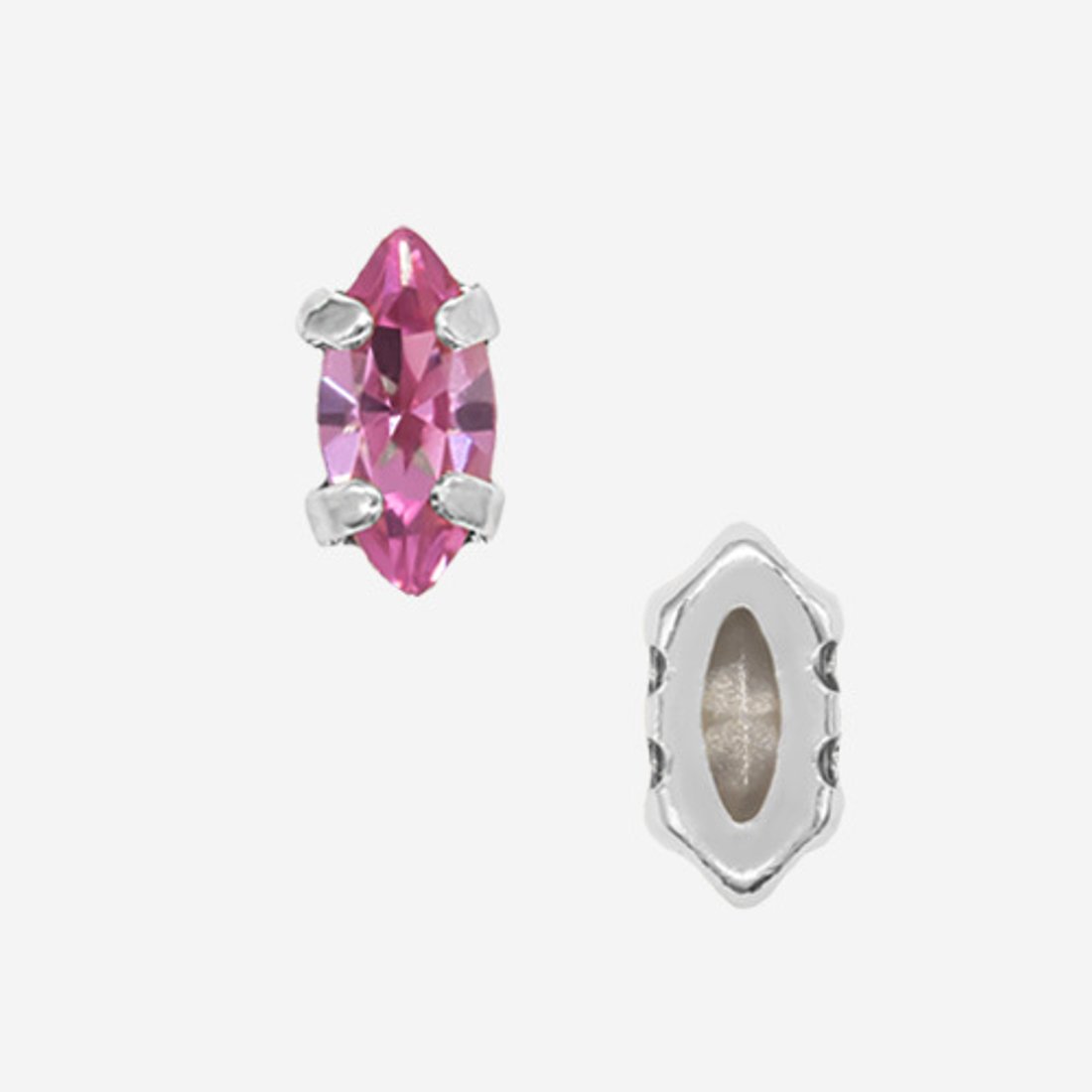 Кристалл Маркиз (Marquise Fancy Stone) в цапах, оттенок "Fuchsia", 6*3мм, родирование