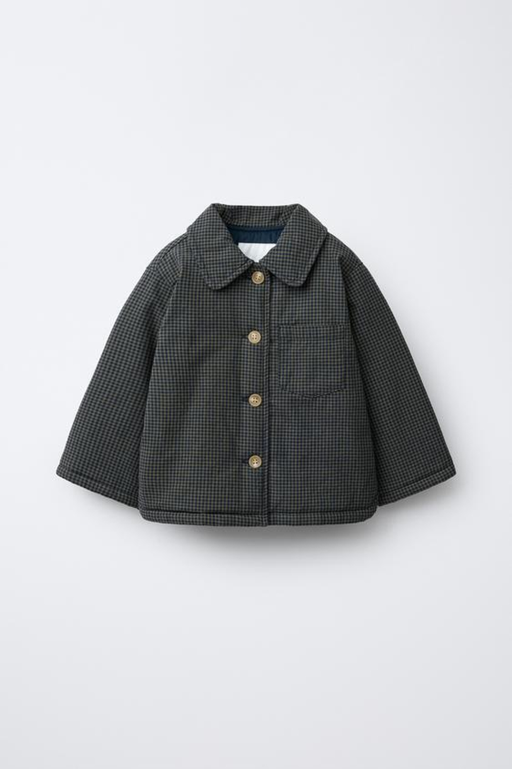 ZARA СТЕГАНАЯ КУРТКА В КЛЕТКУ ВИШИ, ЧЕРНЫЙ/ЗЕЛЕНЫЙ