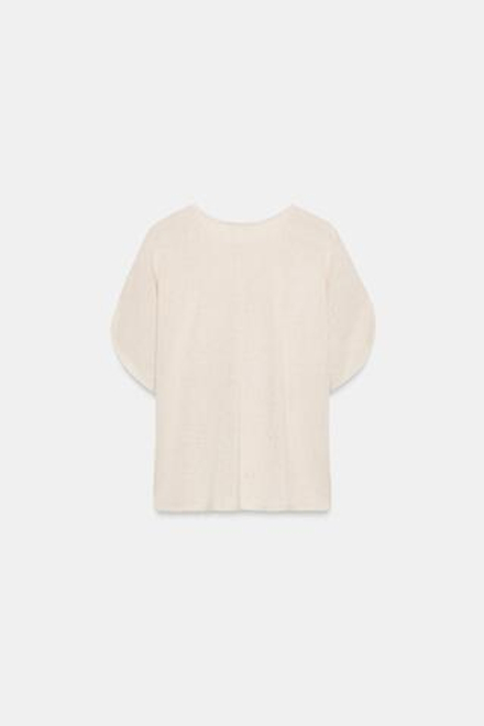 ZARA ТОП В СТИЛЕ РУСТИК С РУКАВАМИ-КРЫЛЫШКАМИ, СВЕТЛО-БЕЖЕВЫЙ