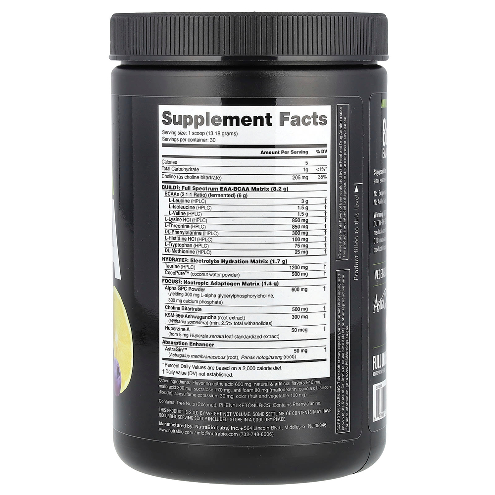 NutraBio, Alpha EAA, черничный лимонад, 395 г (0,87 фунта)