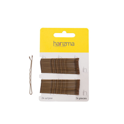 Harizma Невидимки-волна коричневые, 60 мм (24 шт) h10536-04