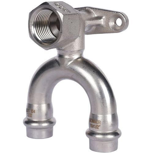 Водорозетка проходная пресс Rommer 15x1/2" ВР из нержавеющей стали (RSS-0012-001512)