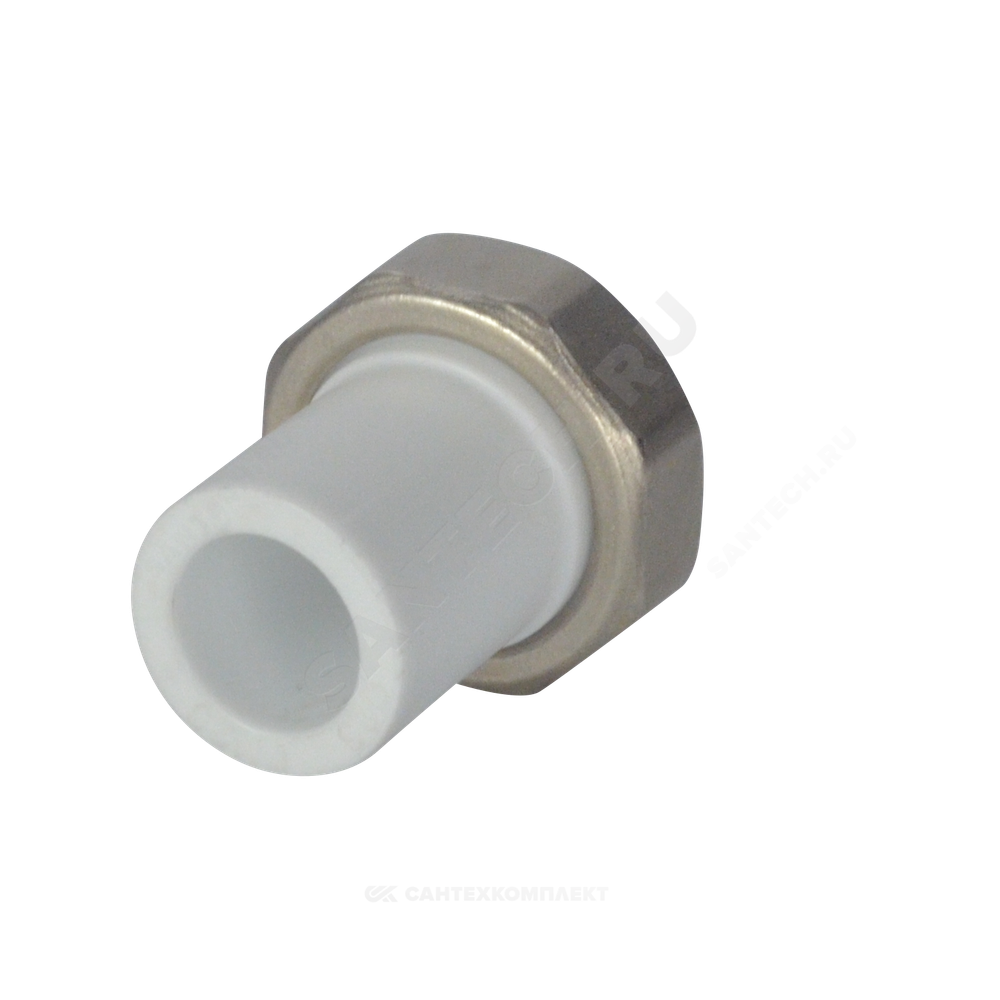 Штуцер PP-R комбинированный белый Дн 25х1" с накидной гайкой VALFEX 10135025