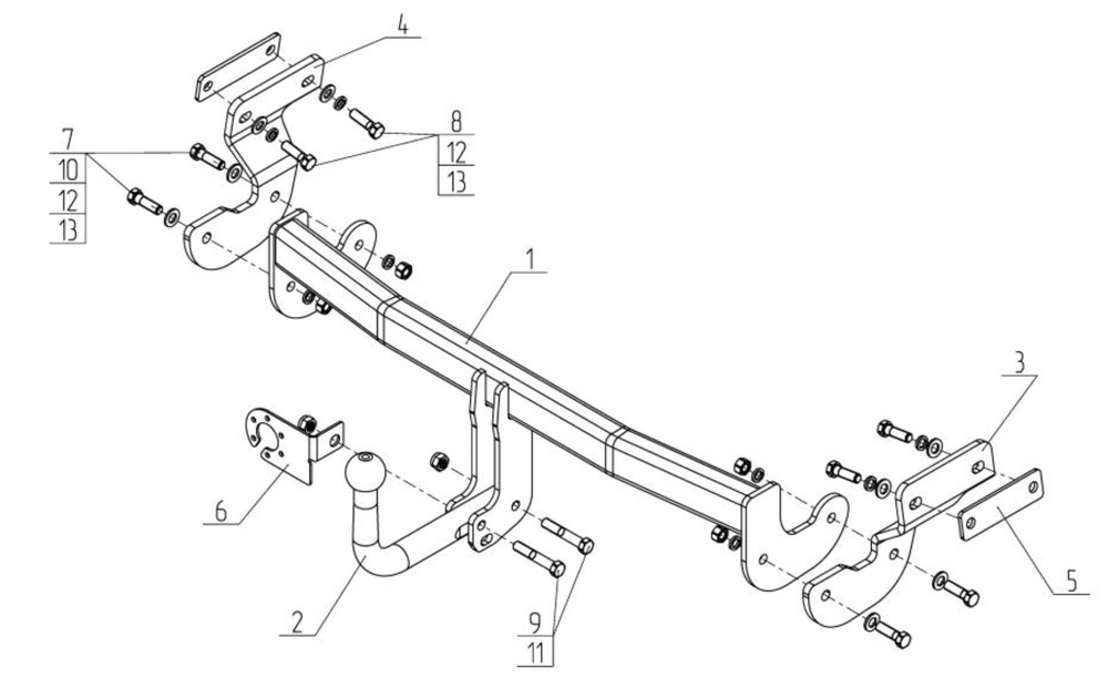 Фаркоп для Kia Optima 2016-2020 Тип шара: A. Нагрузки: 1800/85 кг, KI 33