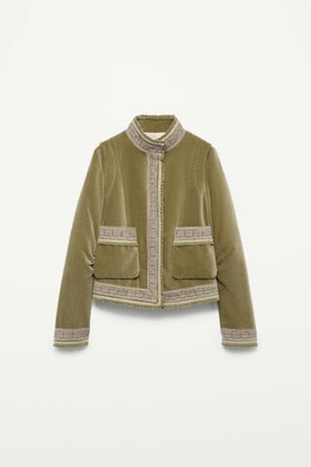 ZARA БАРХАТНАЯ КУРТКА — THE ITEM ZARA WOMAN, СВЕТЛЫЙ ХАКИ