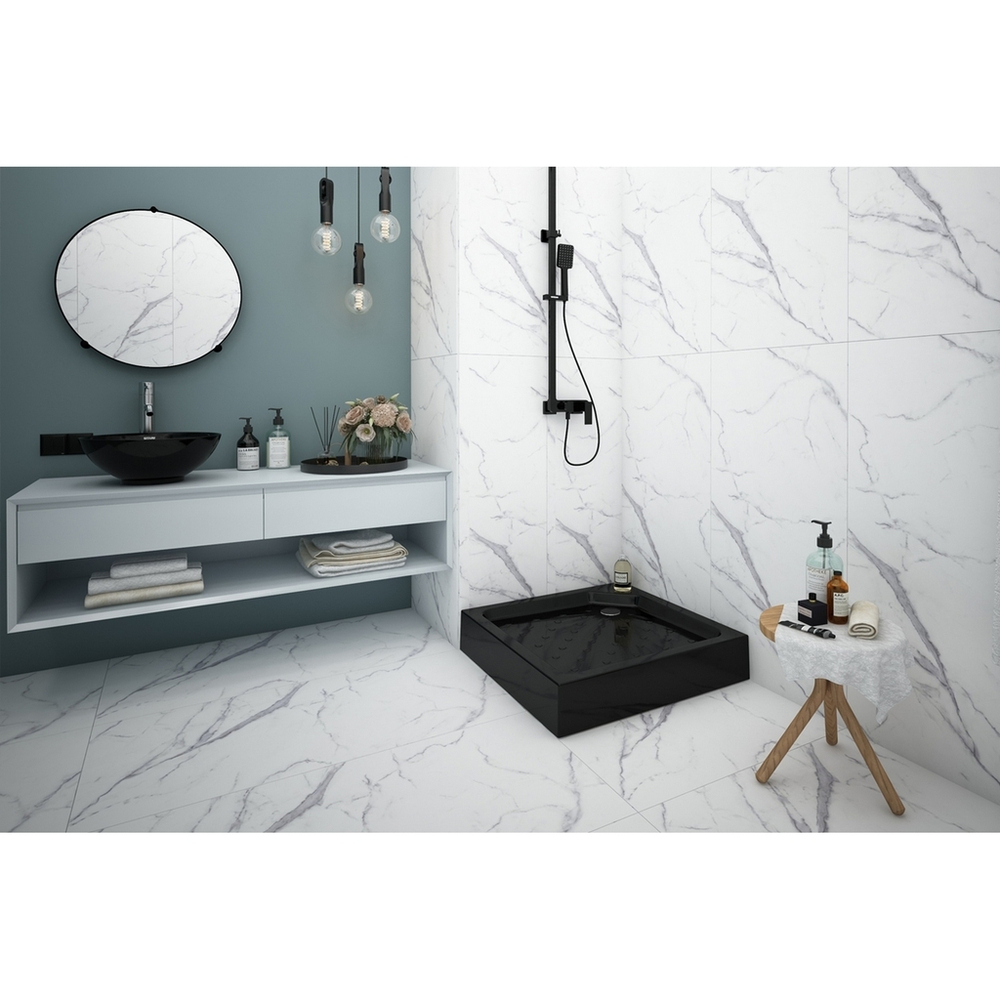 Поддон квадрат  0,9*0,9*0,06 "Universal N"акрил d 90 (каркас+экран) выс.16 см BLACK