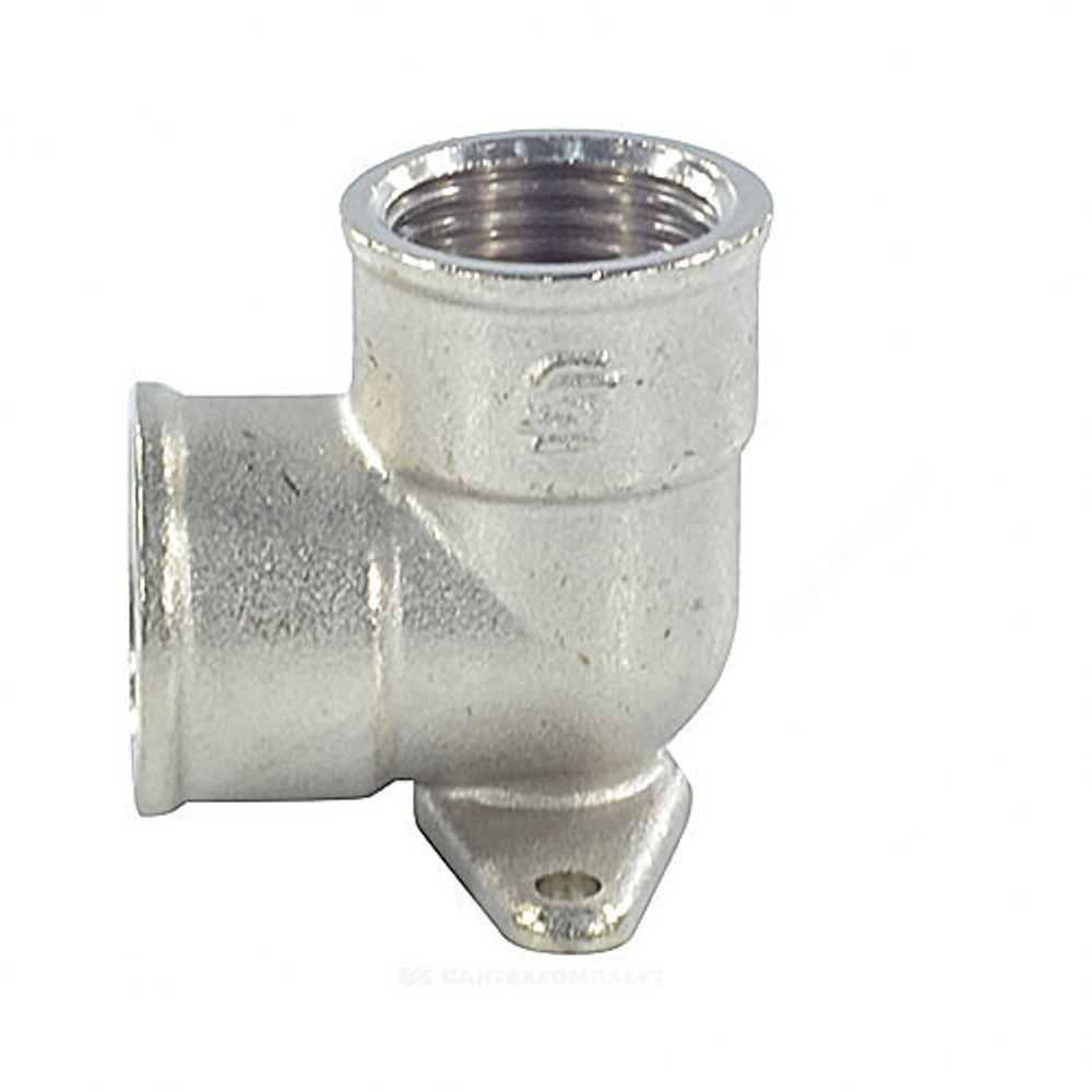 Угольник латунь никель установочный Ду 15 (1/2") 2 отверстия ВР/ВР SantechSystems