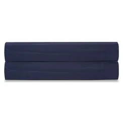 Простыня на резинке из сатина темно-синего цвета Essential, 200х200 см