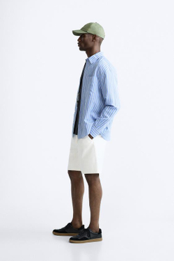 ZARA ШОРТЫ ИЗ МЯГКОЙ РЕЛЬЕФНОЙ ТКАНИ, ЖЕЛТОВАТО-БЕЛЫЙ