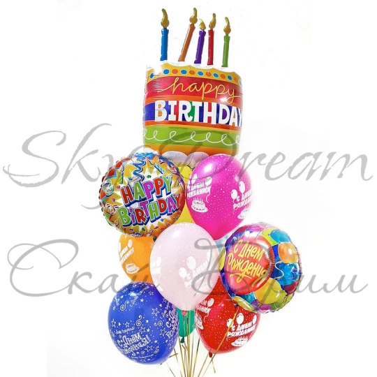 Букет из шаров цветной торт