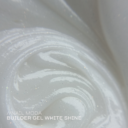 Nail Moda Builder Gel White Shine - Гель моделирующий молочный с шиммером, 30мл