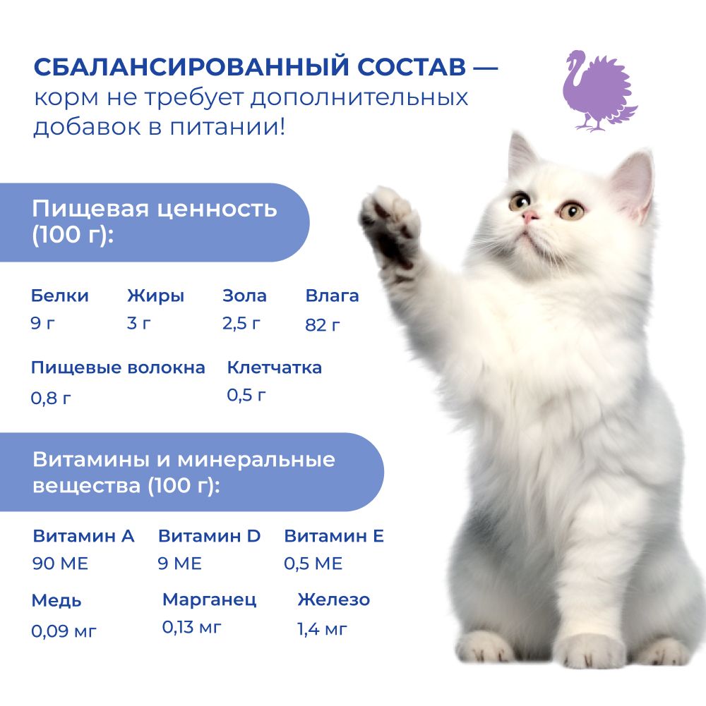 Пауч Jarvi для кошек с чувствительным пищеварением, индейка, кусочки в желе