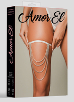 Оригинальная подвязка на ногу с цепочками из кристаллов (Размер: S-M-L) (Цвет: белый)