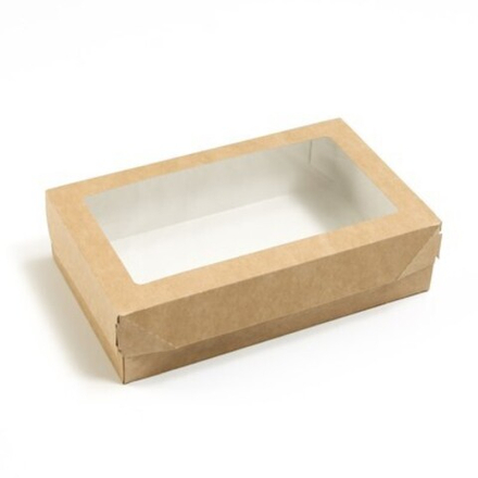 Коробка для печенья с окном, Крафт 23 х 14 х 6 см