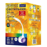 Светильник настольный 490лм,сенс вкл,3 ур яркости,нейтрал бел свет, LED, 8 Вт, белый, абажур бел, GL