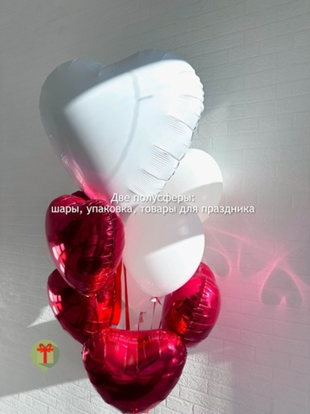 Набор шаров Красно белые сердце
