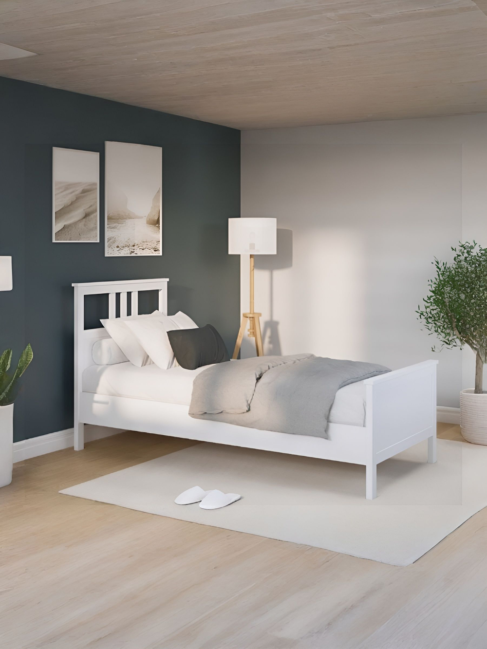 IKEA Кровать односпальная HEMNES 90*200, белая, КЫМОР (ИКЕА ХЕМНЭС)