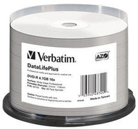 Диск DVD-R Verbatim 4.7Gb 16x Cake Box (50шт) Printable (43744)