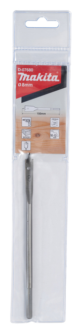 Сверло перьевое по дереву 8x150 Makita D-07680 Дерево Плоское/ Перьевой 8,0 x 150 мм