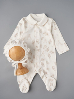 Комбинезон с чепчиком "Мишки с цветочками", Крем