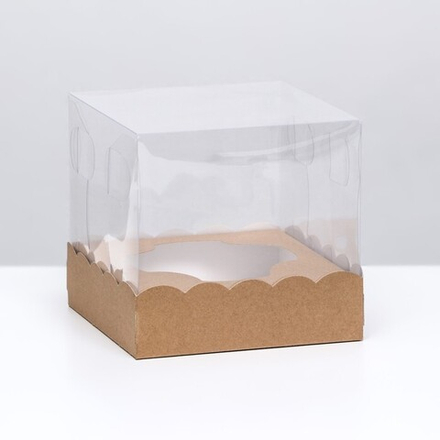 Коробка для кулича с ложементом, крафт ,15 х 15 х 14 см