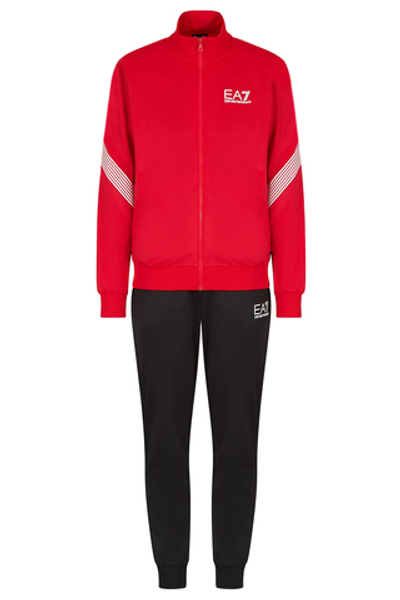 Мужской теннисный костюм EA7 Man Jersey Tracksuit - red/black
