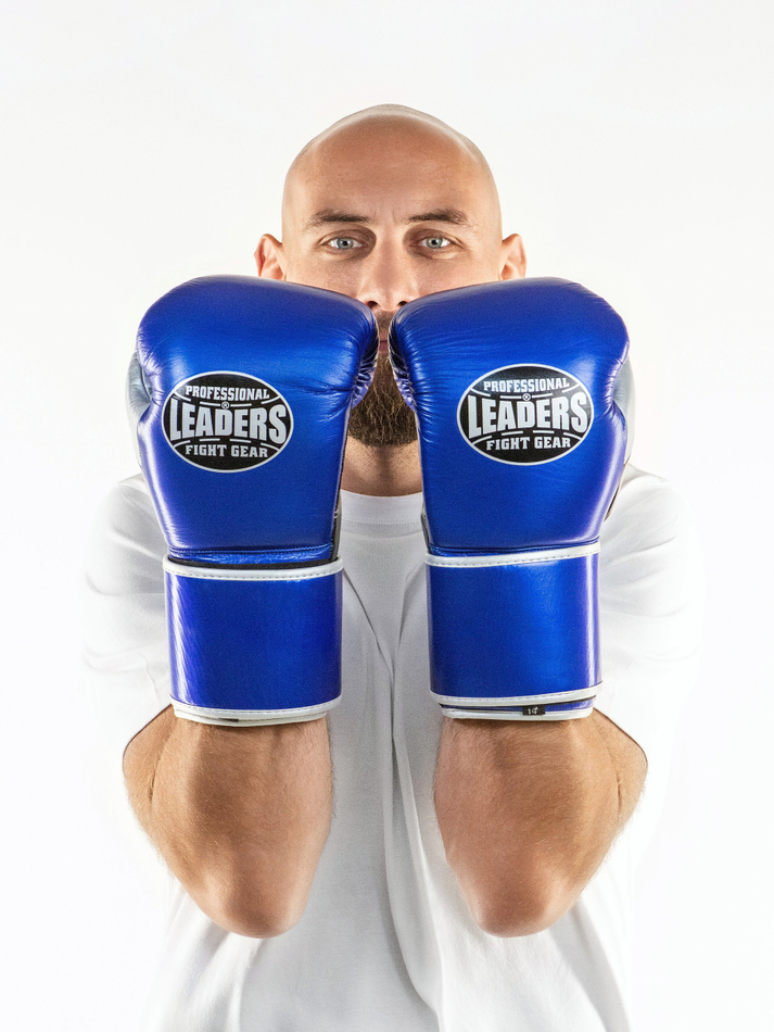 ПЕРЧАТКИ БОКСЕРСКИЕ LEADERS LEAD SERIES LONG VELCRO CUSTOM BL/BK/SIL