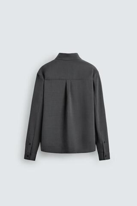 ZARА РУБАШКА СТРУЯЩЕГОСЯ ПОКРОЯ RELAXED FIT, СЕРЫЙ