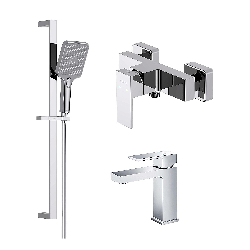 Набор смесителей Aquatek ЛИБРА Set 3 в 1 (AQ1610CR+AQ1660CR+AQ2019CR) хром