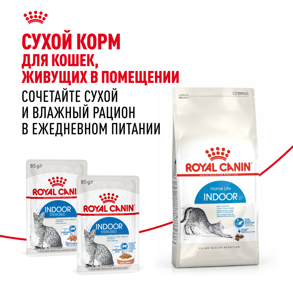 Royal Canin Indoor Sterilized Индор стерилайзд Корм влажный для стерилизованных кошек живущих в помещении желе 85г