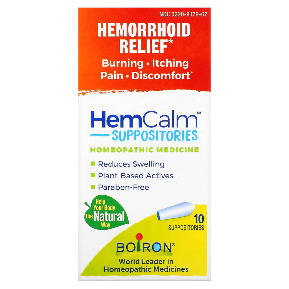 Boiron, HemCalm®, свечи, средство от геморроя, 10 свечей