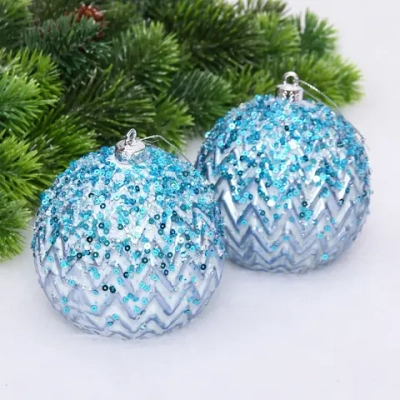 Новогодние шары VERSAILLES «Кассиопея» 10 см (набор 2 шт), Голубой