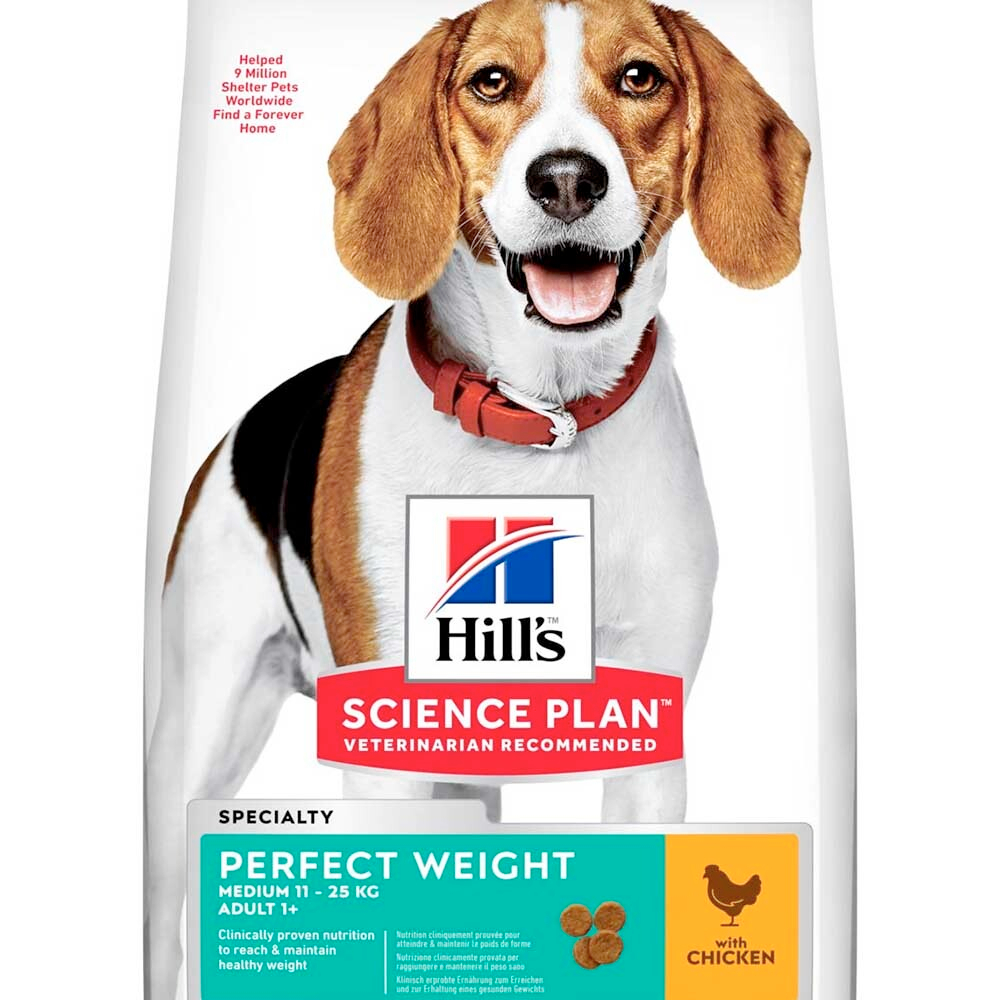 Hill's Adult Perfect Weight - корм для собак средних пород для контроля веса тела (курица)