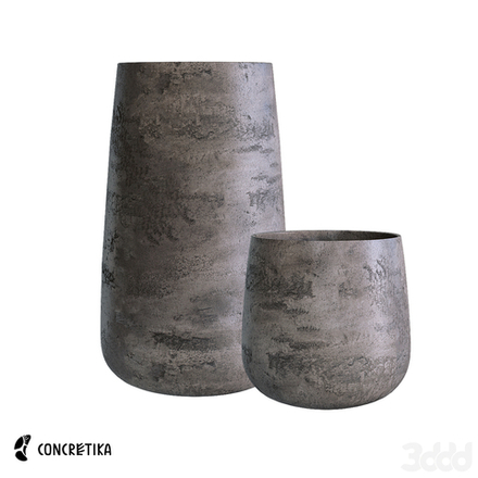 Кашпо CONE CONCRETE GREY DARK D36 H75