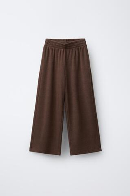 ZARA БРЮКИ WIDE LEG ИЗ МЯГКОЙ ТКАНИ, КОРИЧНЕВЫЙ