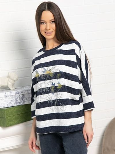 Блуза Серебряный полет (бело-синяя) Б15287-18М LT Collection