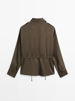 Massimo Dutti Рубашка свободного кроя с поясом, коричневый